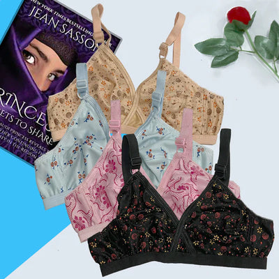 Pack Of 4 Soft Cotton Hosiery Fabric Imported Style Printed Bra | BD-520