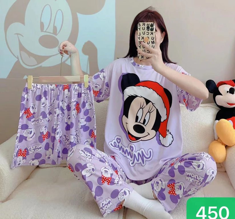 Noise Cotton 3 Piece Printed Pajama Suit Micky