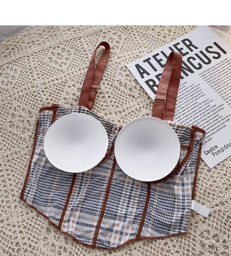 Coverage Adjustable Straps Printed Removable Padded Crop Top -SB