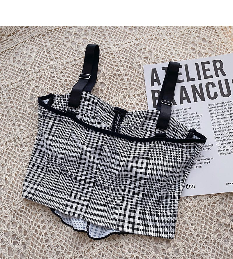 Coverage Adjustable Straps Printed Removable Padded Crop Top -SB