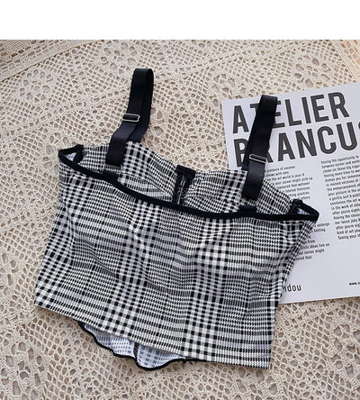 Coverage Adjustable Straps Printed Removable Padded Crop Top -SB