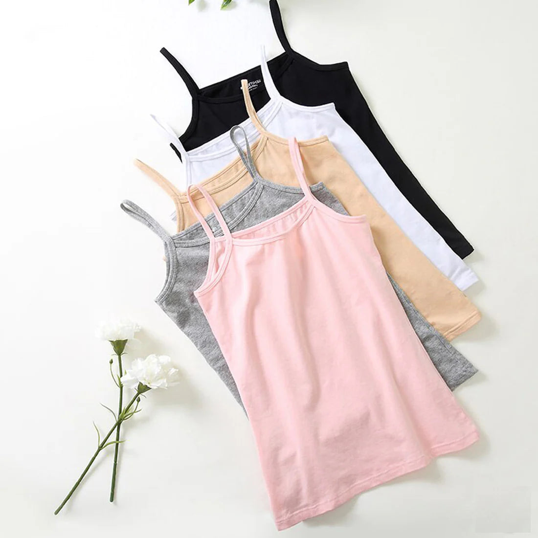Pack Of 3 Trendy Cotton Summer Soft Comfortable Camisoles For Girls