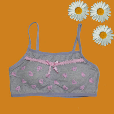 Pack Of 3 Cotton Soft Padded Teeange Bra Vest For Girls Steel -SB
