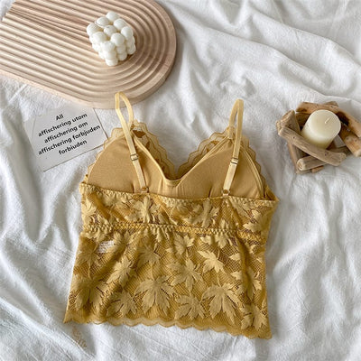 pack of 2 Sexy Tube Top ladies Deep-V Breathable Bralette Wire Free Lace Underwear Bra