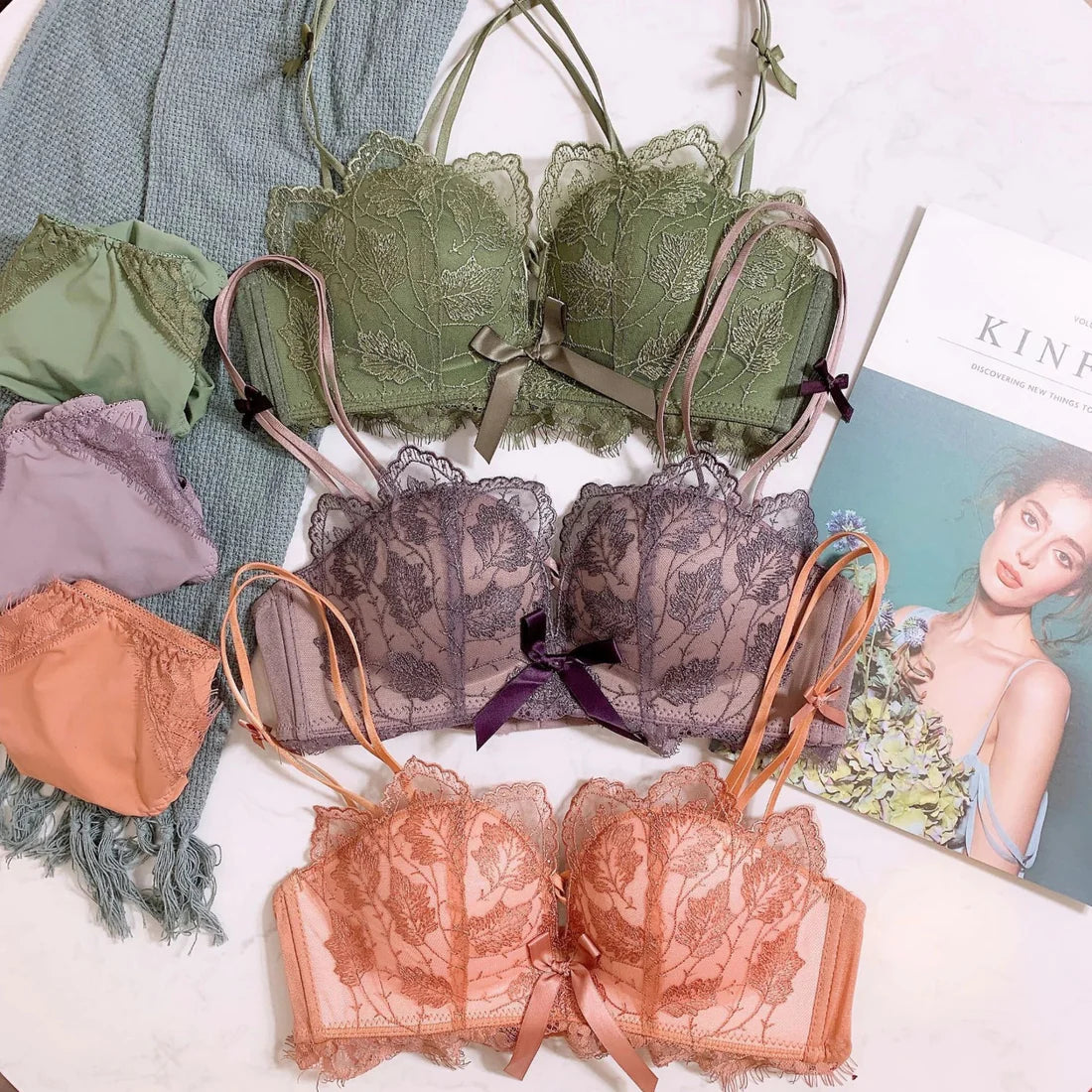Soft Push Up Embroidered Bra and Panty Set