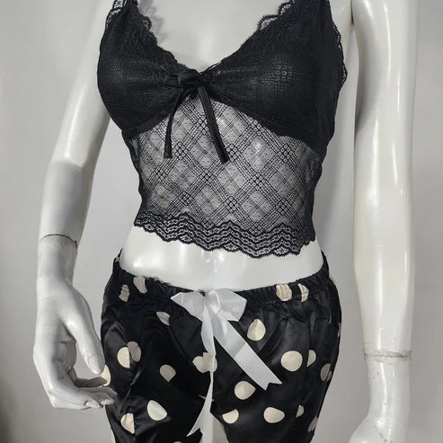 2 Pcs Short Skirt Style Lace See Through Inner Sexy Nighty (Free Delivery 🚚)