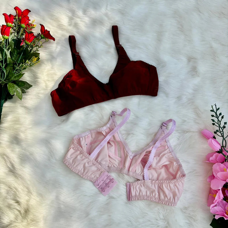 Pack of 2 Cotton Bliss High Quality Non Padded Bra | BD-800-TK
