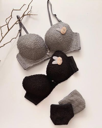 New High Quality Sexy Cute Soft Plush Design Bra & Panty Set