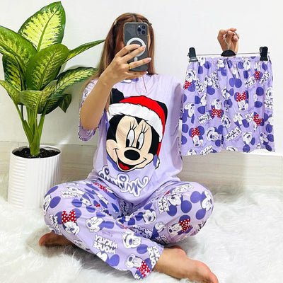 Noise Cotton 3 Piece Printed Pajama Suit Micky