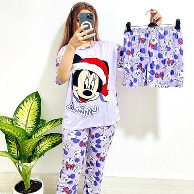 Noise Cotton 3 Piece Printed Pajama Suit Micky