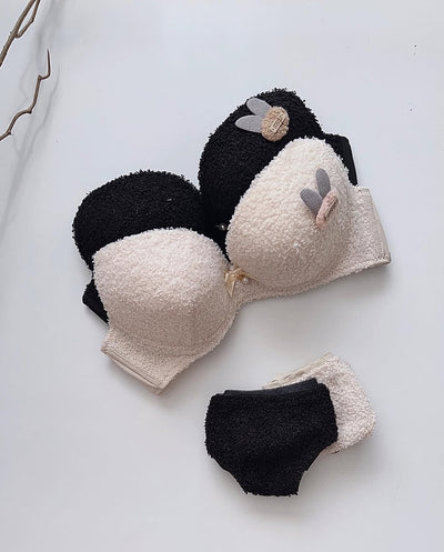 New High Quality Sexy Cute Soft Plush Design Bra & Panty Set