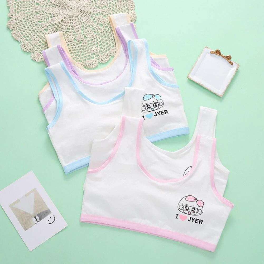1 Pc Teenage Cotton Bra Vest For Girls Non Padded Cartoon Vest Tank (8 to 16 Years)