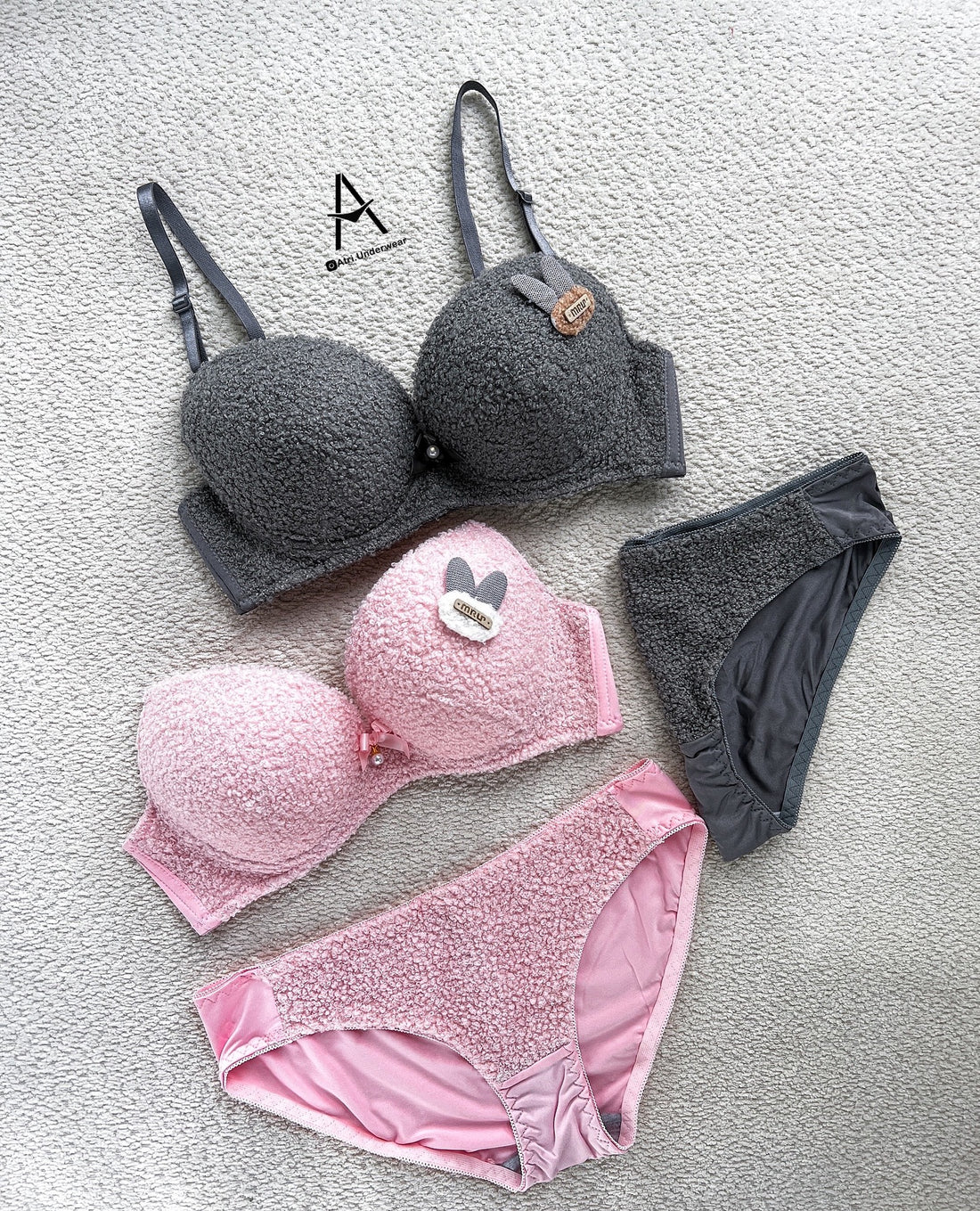 New High Quality Sexy Cute Soft Plush Design Bra & Panty Set