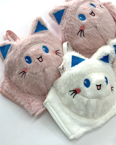 New High Quality Sexy Cute Kitty Anime Soft Plush Design Bra & Panty Set