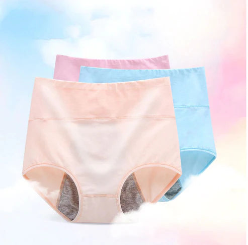 Pack Of 3 - Mid Waist Seamless Anti-Leak Menstrual Period, Leak-Proof Panties