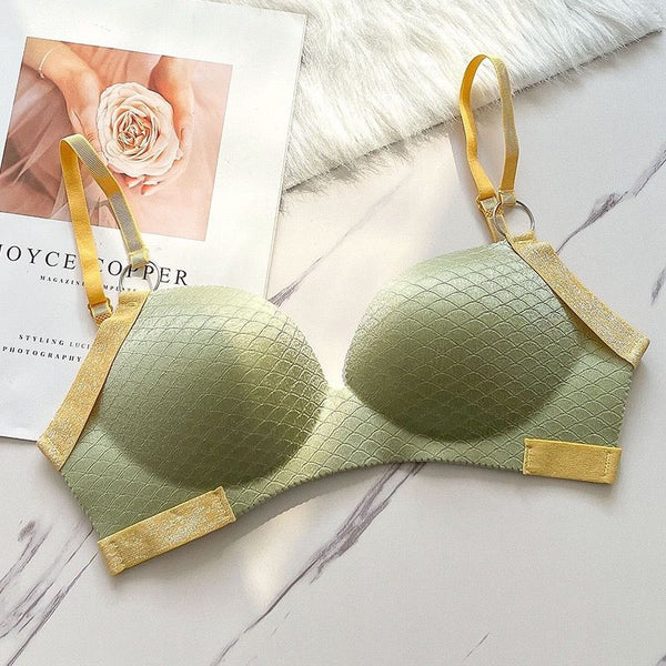 Pack of 3 Cute Stylish Contrast Glitter Patti Hollow Back Light Padded Adjustable 4 Back Hook Closure Bra -SB