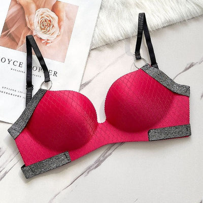 Pack of 3 Cute Stylish Contrast Glitter Patti Hollow Back Light Padded Adjustable 4 Back Hook Closure Bra -SB