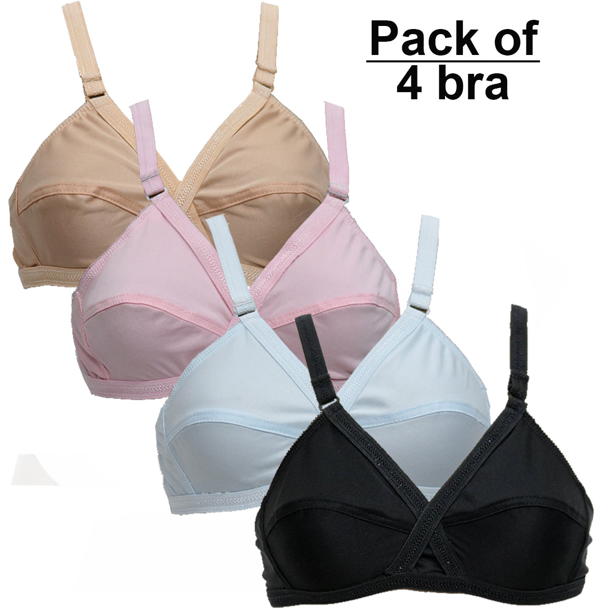 Pack Of 4 Classy Brief Comfortable Cotton Non Padded Bra | BD-500-TK