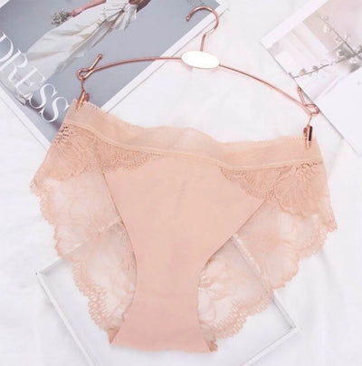 Pack Of 3 Lace Net Seamless Breathable See Through Panties