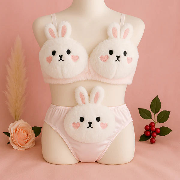 Undergarments New High Quality Sexy Cute Anime Soft Plush Design bra underwear Japanese cartoon rabbit underwear Bra & Panty Set