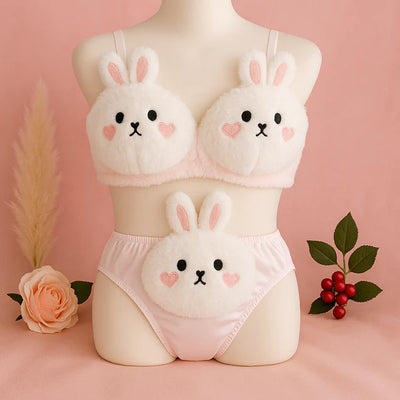 Undergarments New High Quality Sexy Cute Anime Soft Plush Design bra underwear Japanese cartoon rabbit underwear Bra & Panty Set