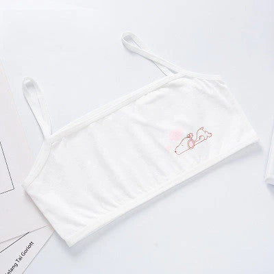 Pack Of 3 Teenage Cotton Bra Vest For Girls Steel-Free Bra Non Padded Cartoon Vest Tank