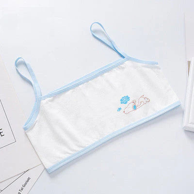 Pack Of 3 Teenage Cotton Bra Vest For Girls Steel-Free Bra Non Padded Cartoon Vest Tank