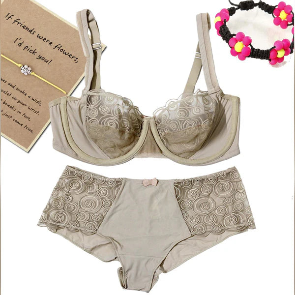 Lace Non-Padded Wired & Demi Coverage Bra Panty Set