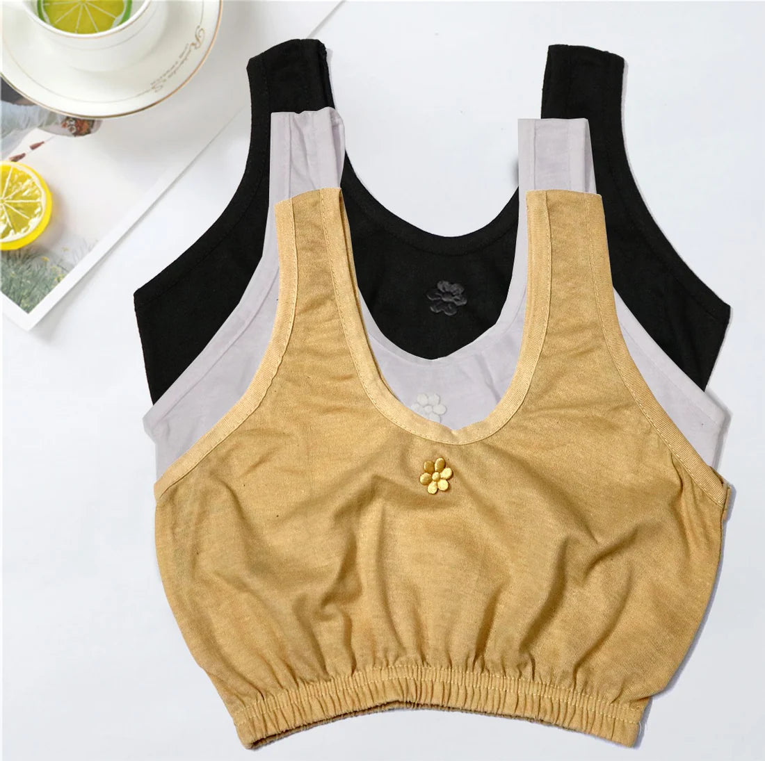 Pack of 2 Mix Cotton School Girls Camisole Bra