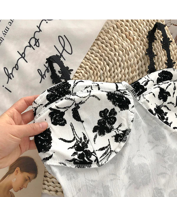 New Bridal Soft Padded Floral Printed Spaghetti Top For Girls