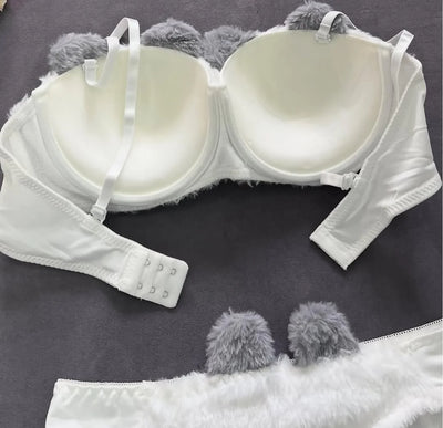 New High Quality Sexy Cute Kitty Anime Soft Plush Design Bra & Panty Set