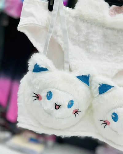 New High Quality Sexy Cute Kitty Anime Soft Plush Design Bra & Panty Set