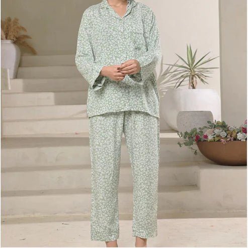New Summer Cooling Linen 2-Piece Pajama Set With Scrunchie