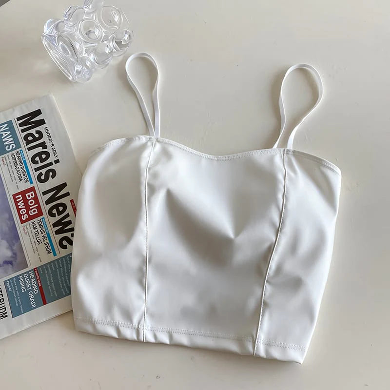 Trendy Stretchable Sweat Absorbing Leather Crop Top
