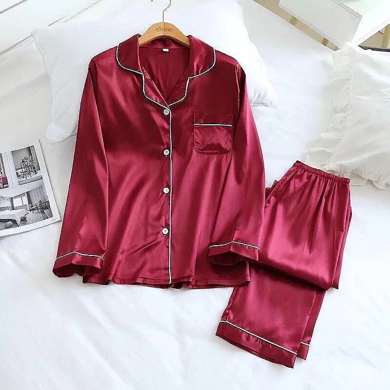 Silk Elegance Nightwear Set | Wedding Lingerie's Full Sleeve Sleepwear Lingerie Set Best PJ's in Pakistan | Sexy Nighty Two Pieces Set