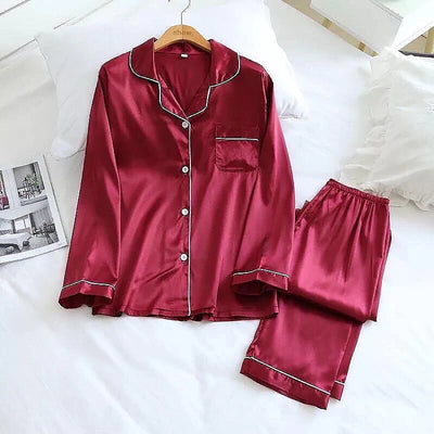 Silk Elegance Nightwear Set | Wedding Lingerie's Full Sleeve Sleepwear Lingerie Set Best PJ's in Pakistan | Sexy Nighty Two Pieces Set