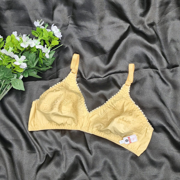 pack of 2 Non Padded Non Wired Luxe Net Pure Cotton Comfortable Full Coverage Bra