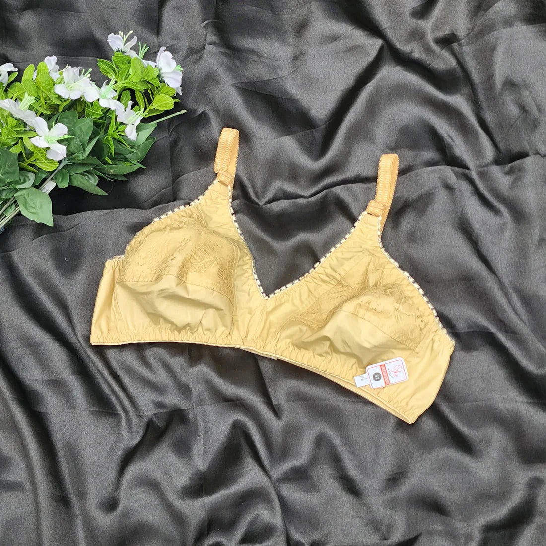 pack of 2 Non Padded Non Wired Luxe Net Pure Cotton Comfortable Full Coverage Bra