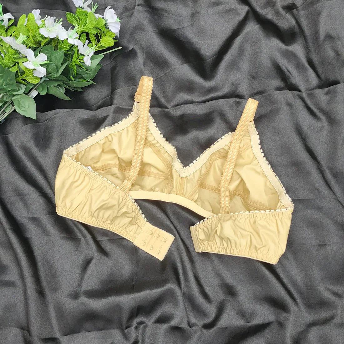 pack of 2 Non Padded Non Wired Luxe Net Pure Cotton Comfortable Full Coverage Bra