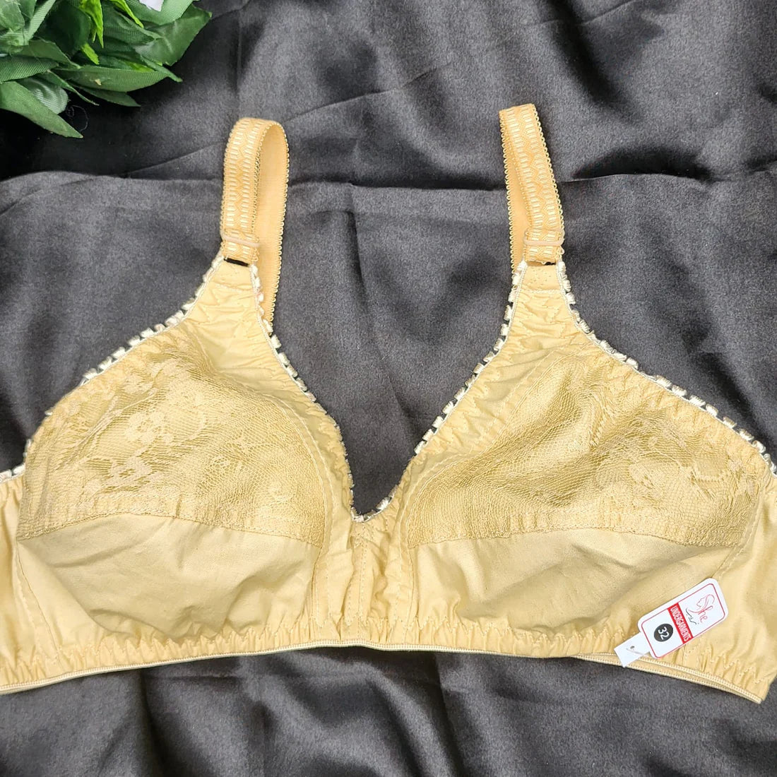 pack of 2 Non Padded Non Wired Luxe Net Pure Cotton Comfortable Full Coverage Bra