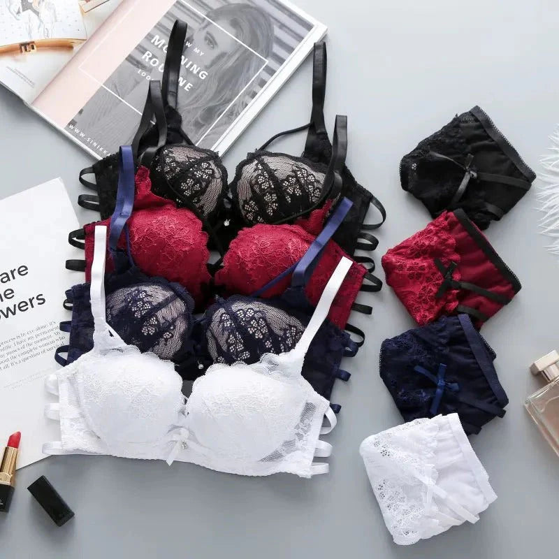 Push Up Padded Lace Bra And Panty Set Back Closure Seamless Lingerie Set
