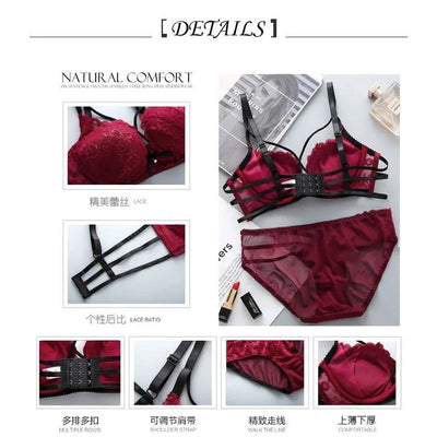 Push Up Padded Lace Bra And Panty Set Back Closure Seamless Lingerie Set