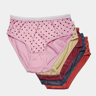 Budget Pack Of 5 Comfortable Polka Dotted Cotton Brief Women Seamless Underwear Panties