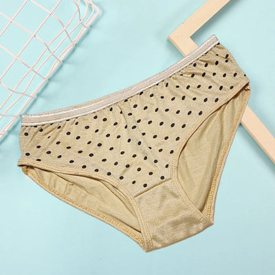 Budget Pack Of 5 Comfortable Polka Dotted Cotton Brief Women Seamless Underwear Panties