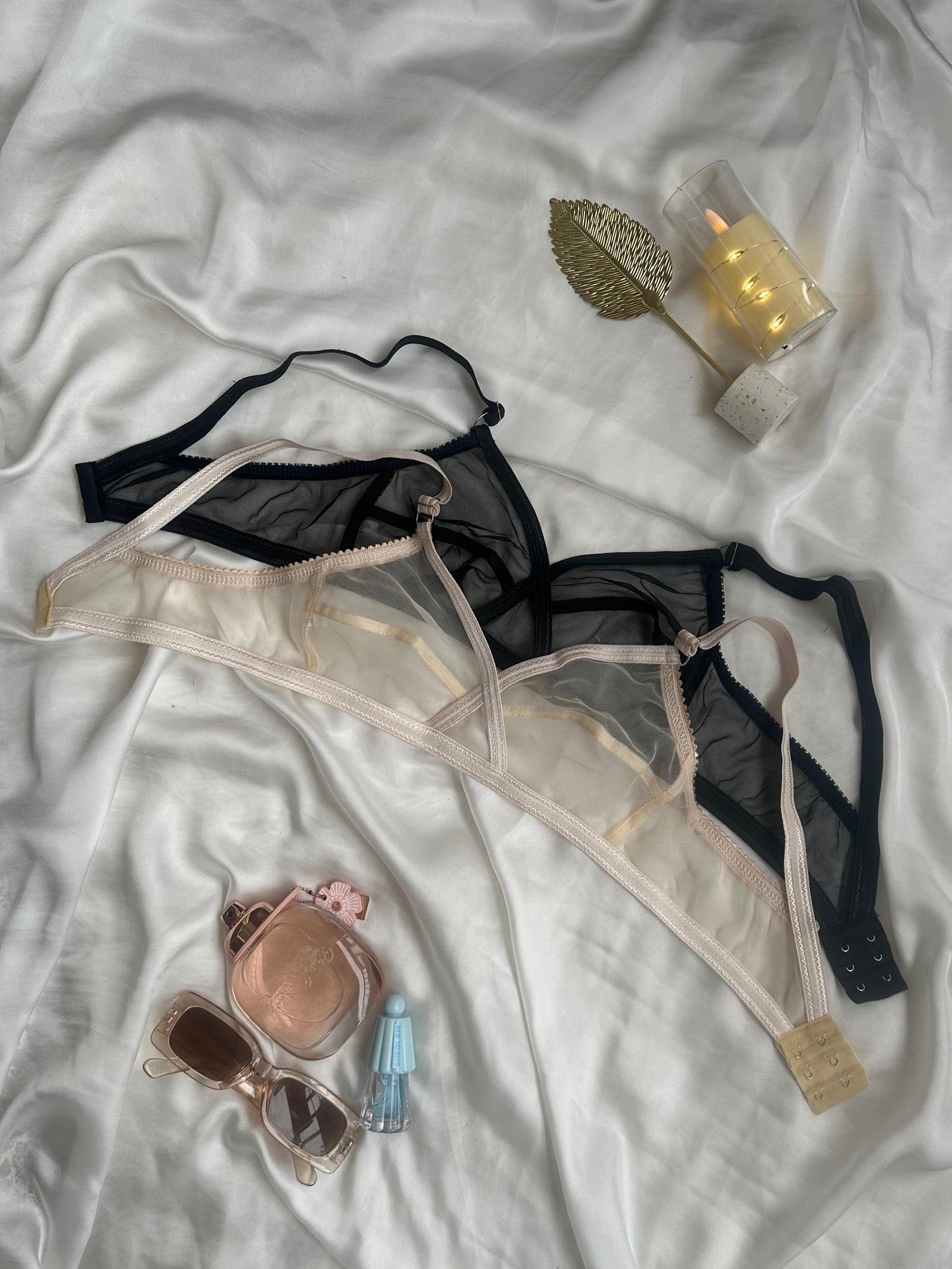 Pack Of 2 Non-Padded & Non-Wired Cotton Full Cover Full Net Transparent Bra | BD-300-TK