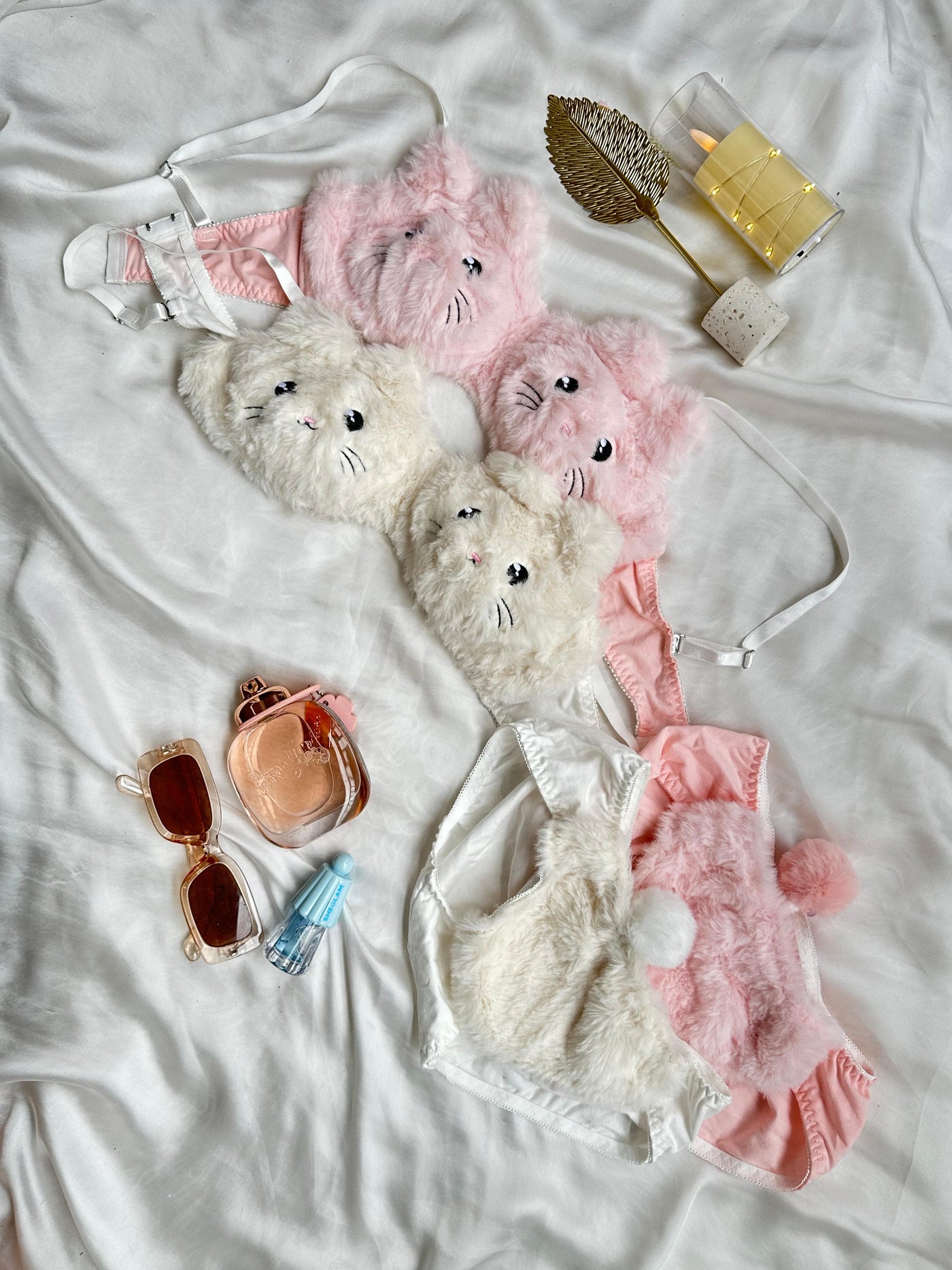 New High Quality Sexy Cute Kitty Anime Soft Plush Design Bra & Panty Set