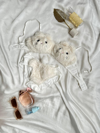 New High Quality Sexy Cute Kitty Anime Soft Plush Design Bra & Panty Set