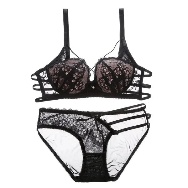 Push Up Padded Lace Bra And Panty Set Back Closure Seamless Lingerie Set