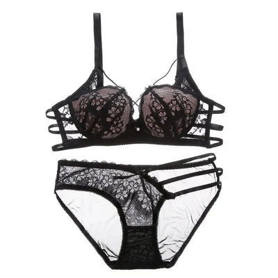 Push Up Padded Lace Bra And Panty Set Back Closure Seamless Lingerie Set