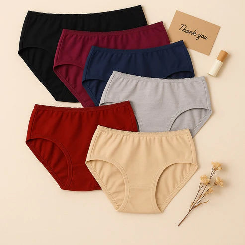 Flourish Combo Of 3 Plain 100% Cotton Panties For Women
